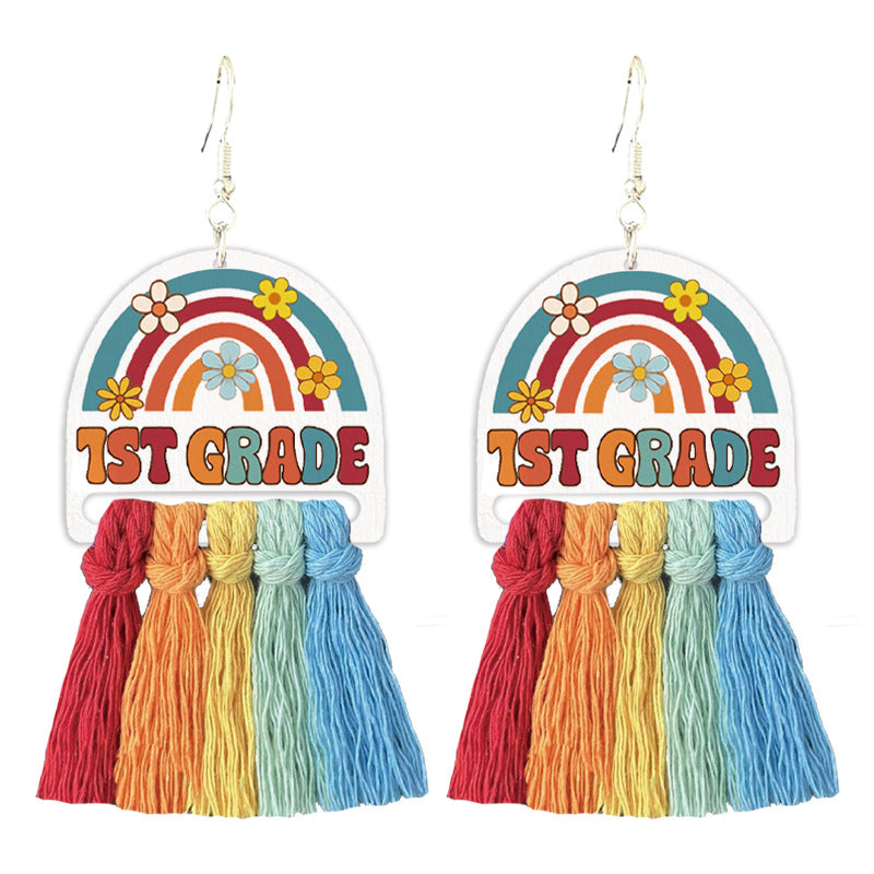 Teacher's colorful tassel earrings