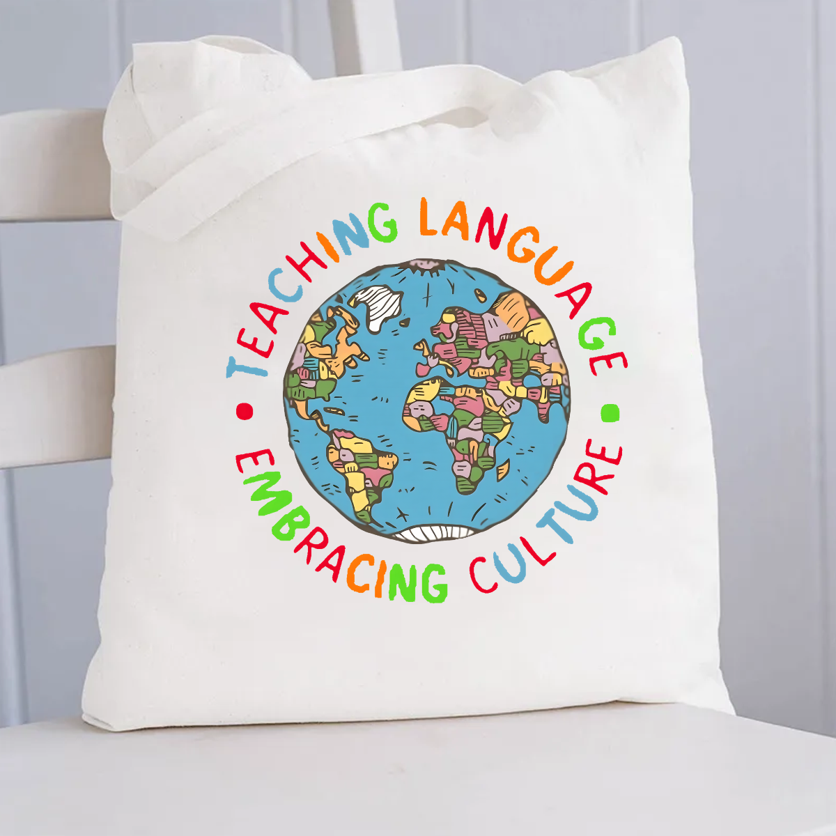 Teaching Language Embracing Culture Canvas Tote Bag