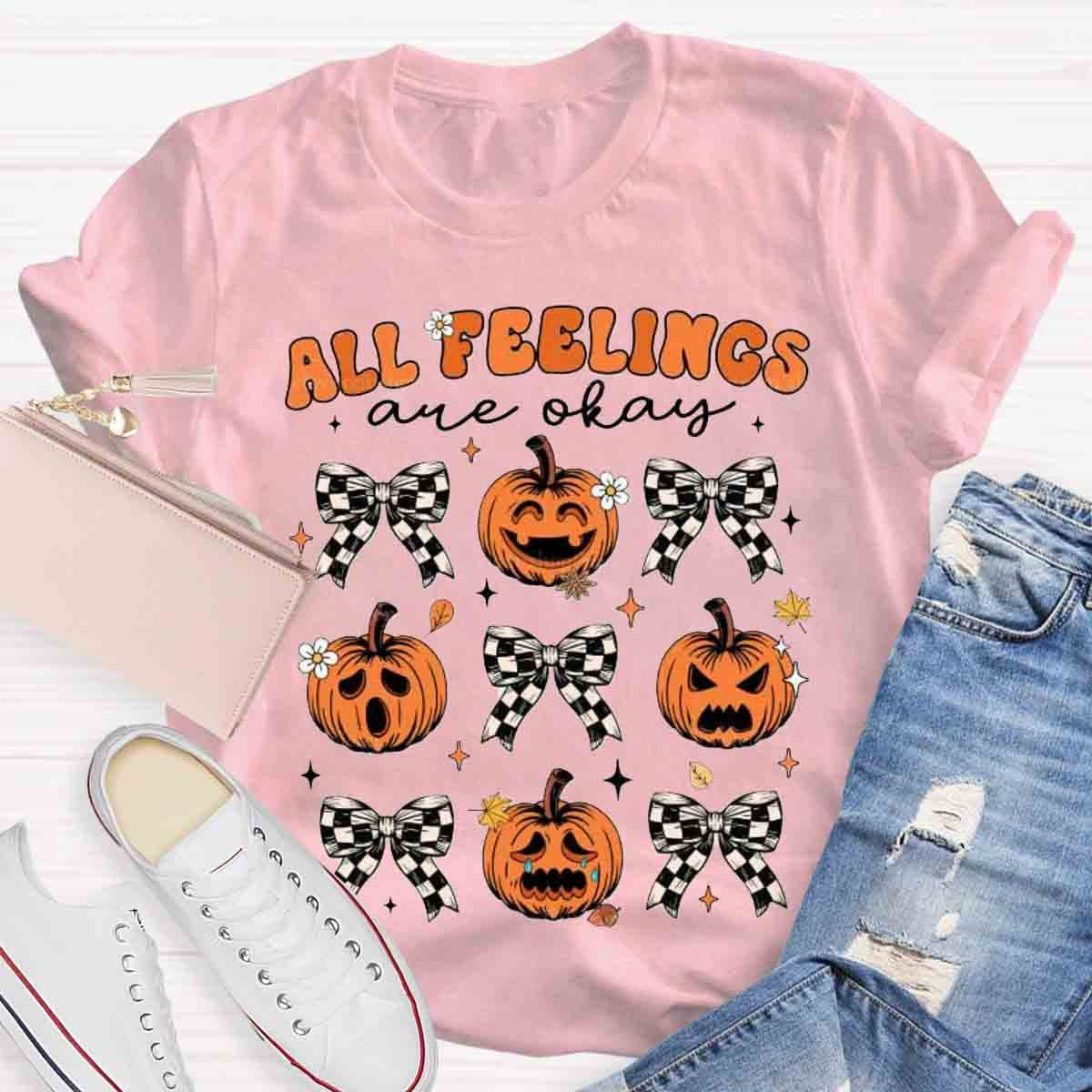 All Feelings Are Okay School Psych Ghost Pumpkin Shirt