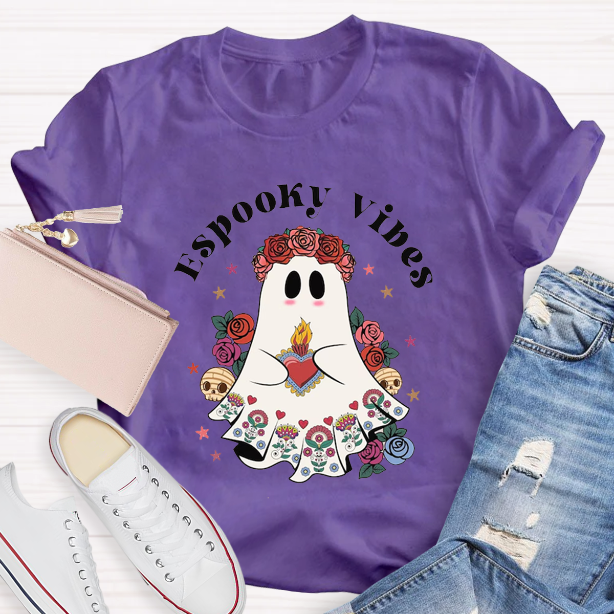 Espooky Vibes Mexican Ghost Halloween T-Shirt