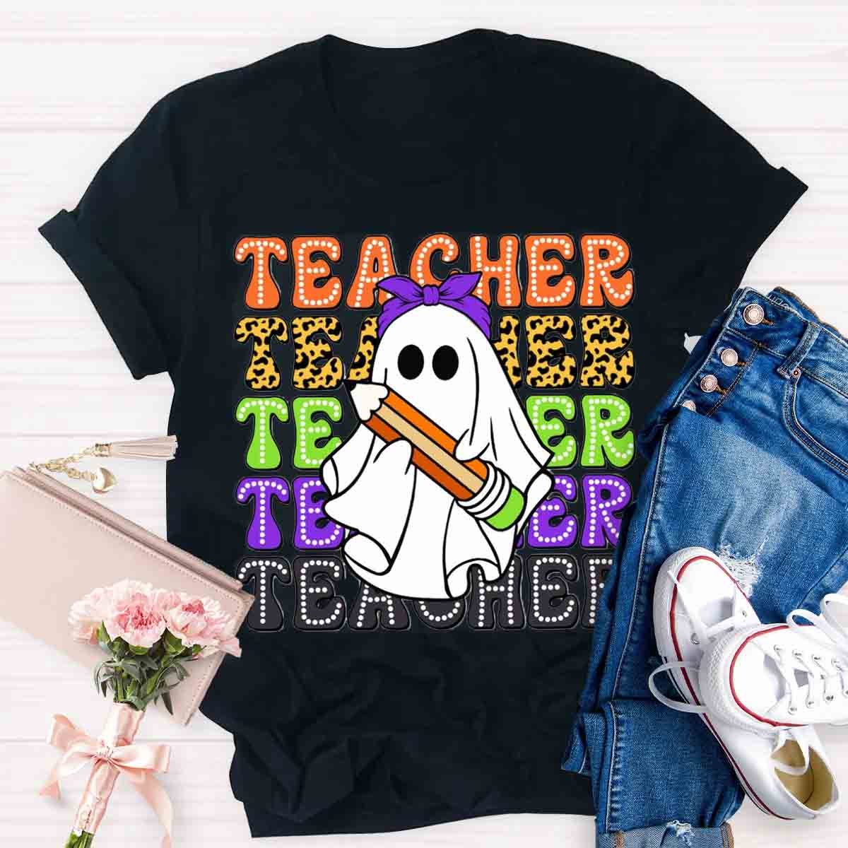 Halloween Cute Ghost Spooky Teacher Shirt