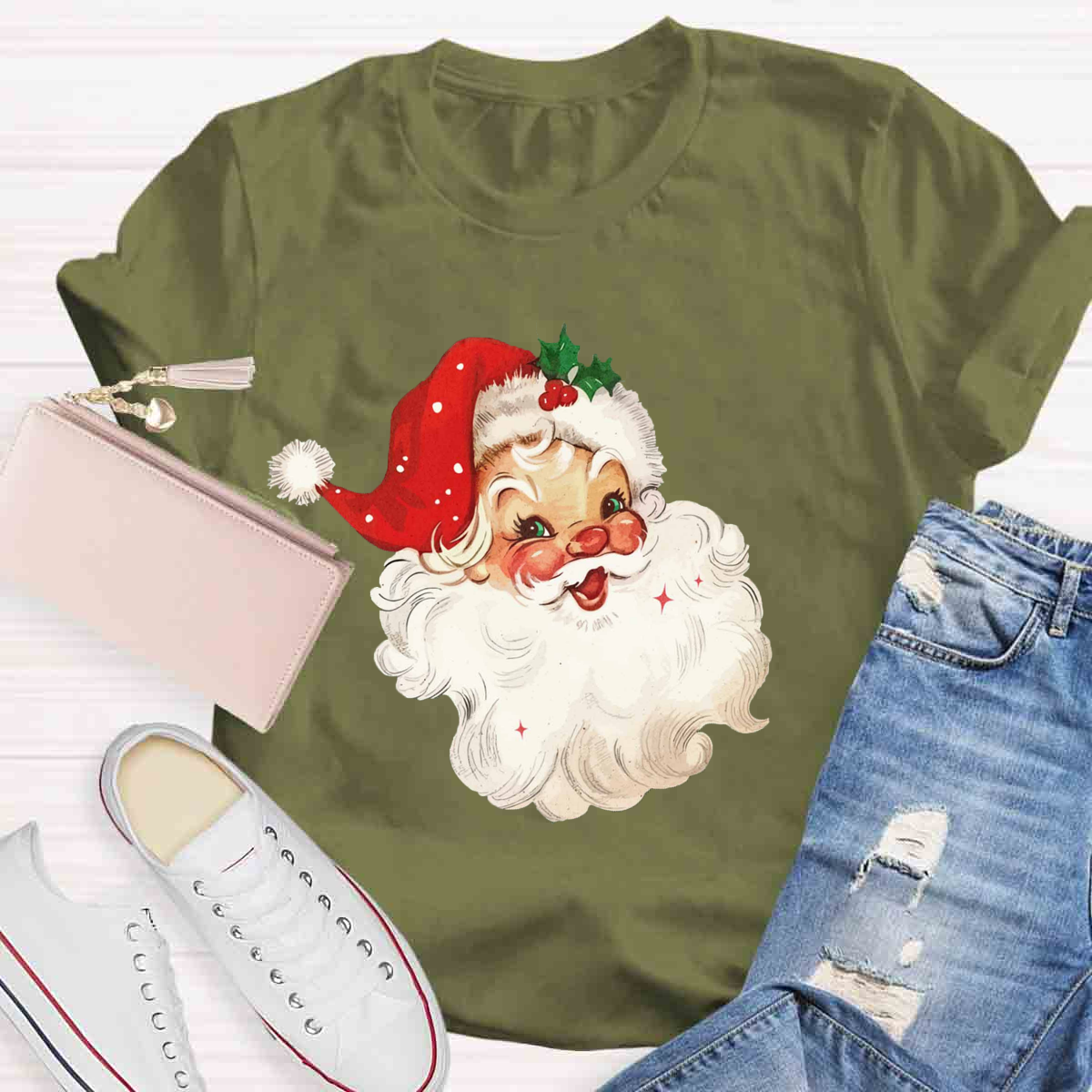 Red Vintage Santa T-Shirt