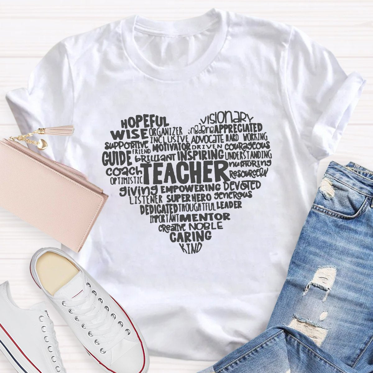 Teacher Heart Word Cloud Teacher Shirt