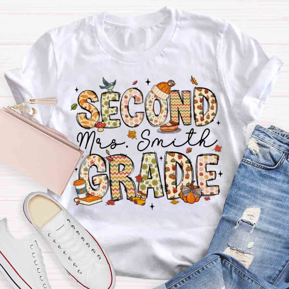 Personalized Name And Grade Fall Season T-shirt