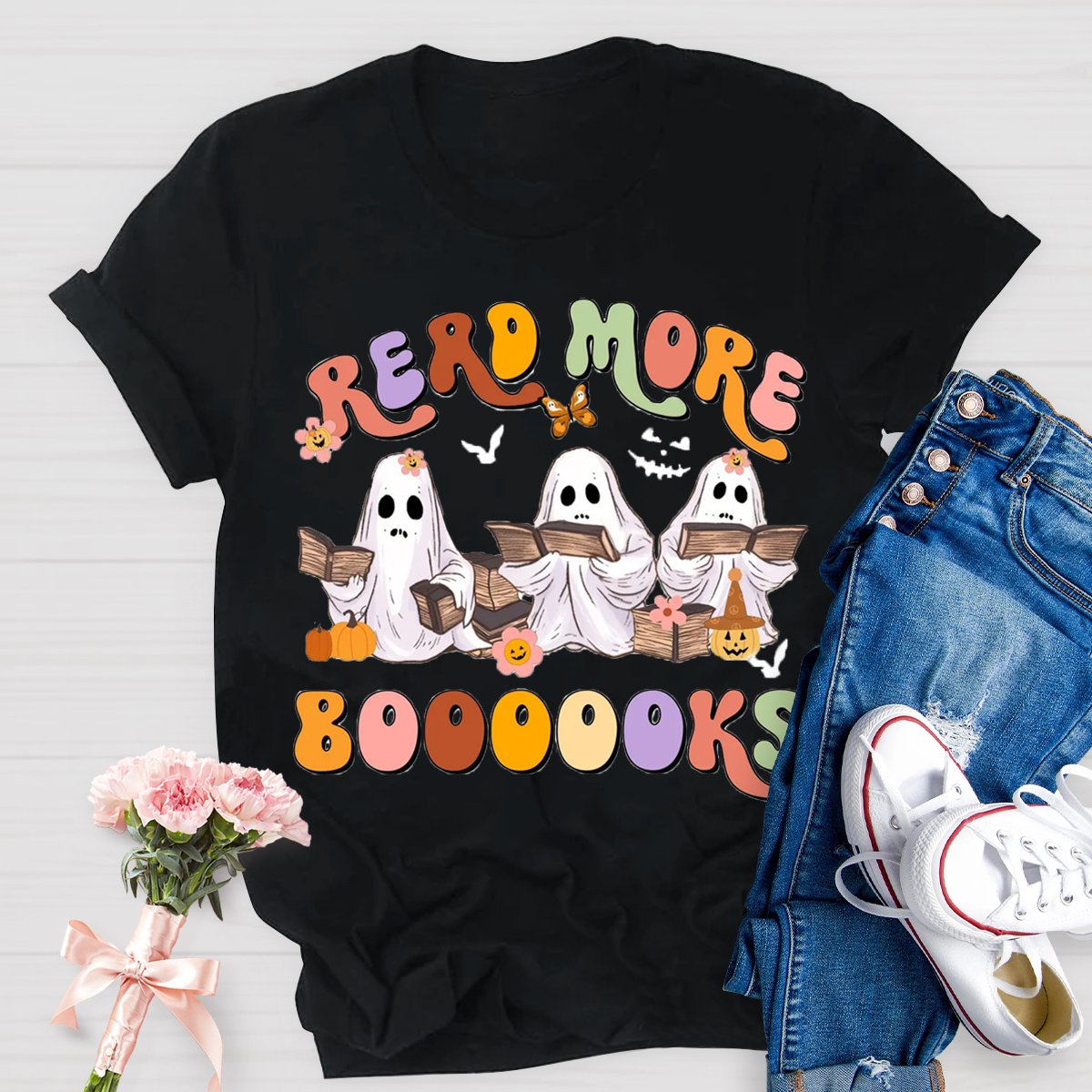 Halloween Read More Books Spooky Teacher Shirt