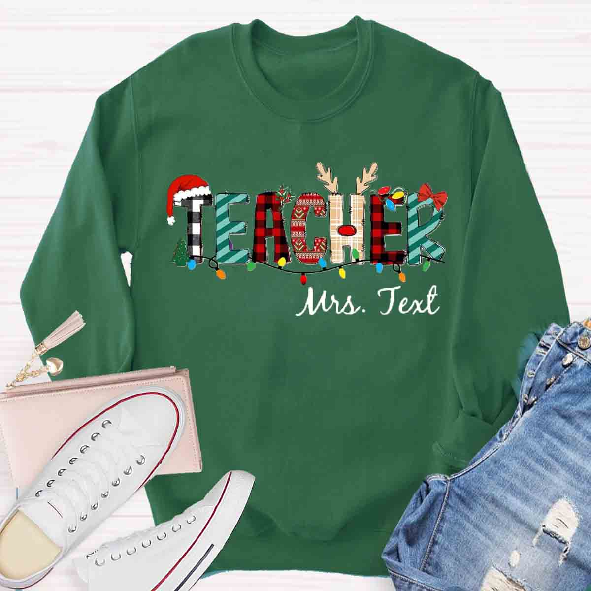 Personalized Name Christmas Plaid Sweatshirt