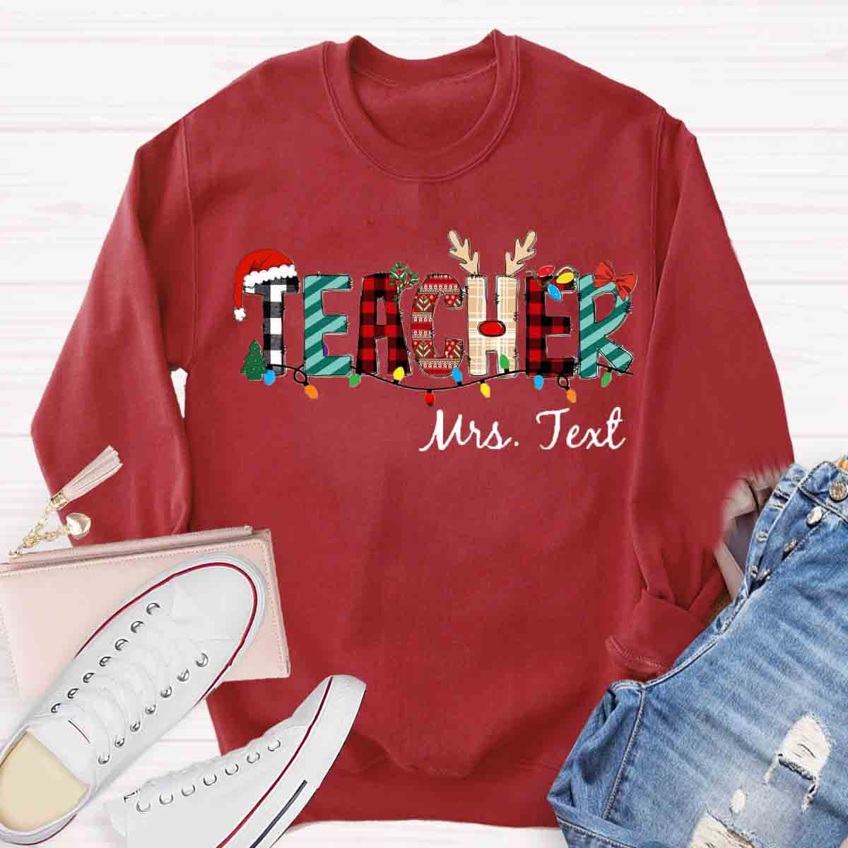 Personalized Name Christmas Plaid Sweatshirt