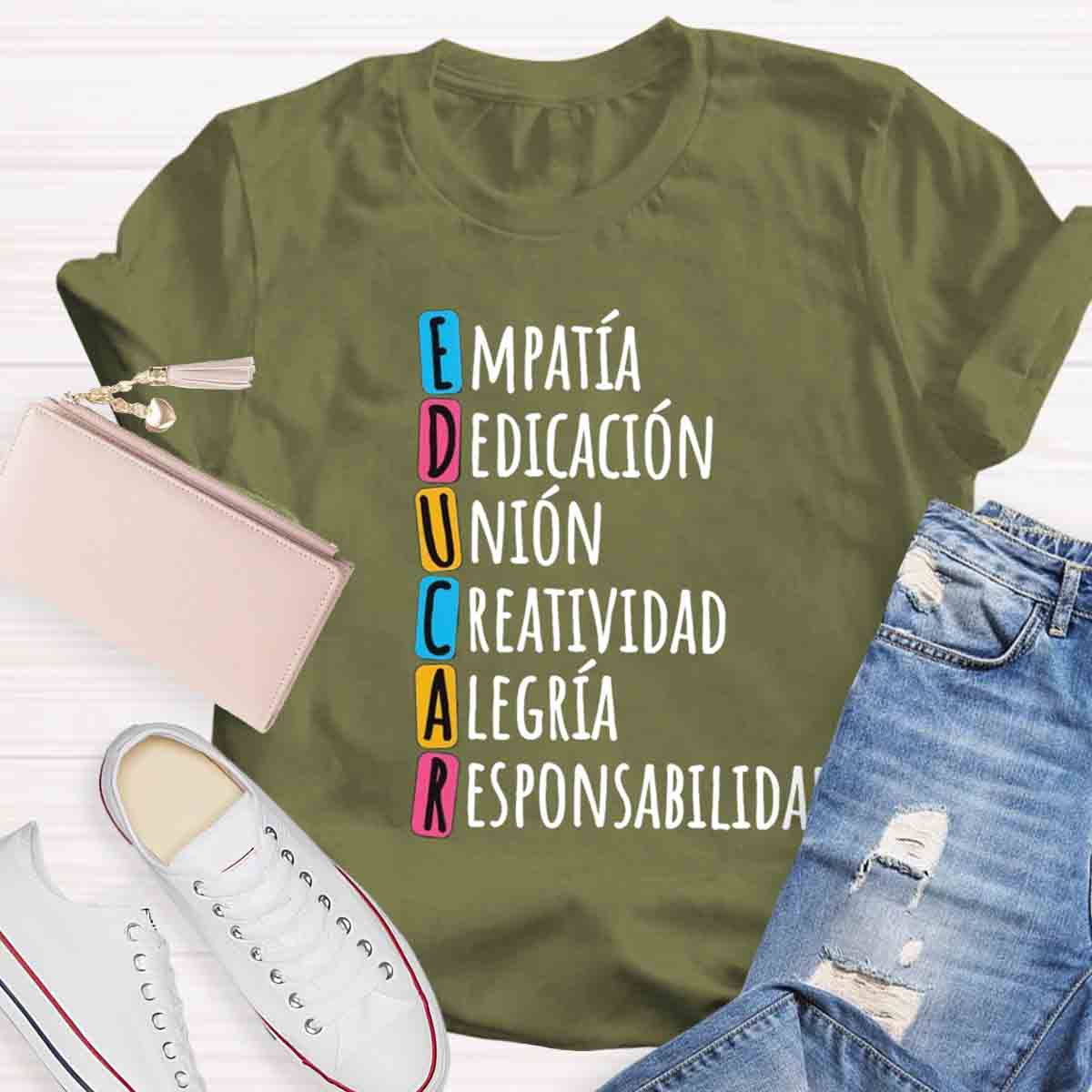 Educar Spanish Teacher Quote Spanish Teacher T-Shirt