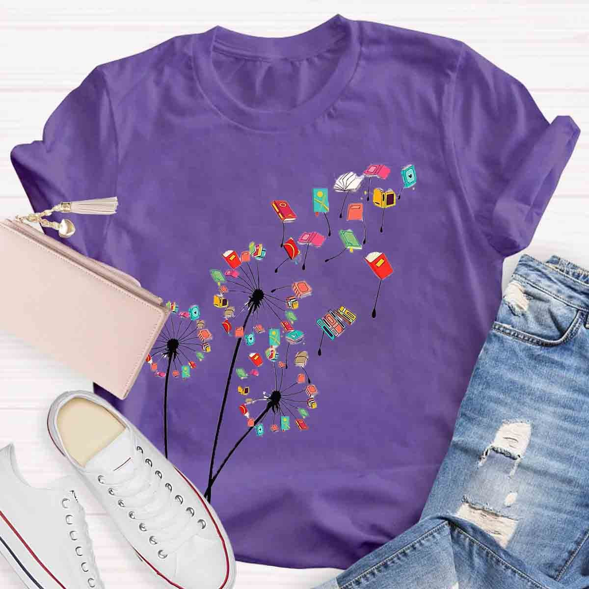 Dandelion Books Reading Lover Casual Print T-shirt