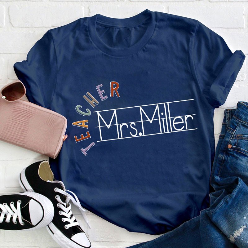 Personalized Name Spelling Letter Teacher T-Shirt