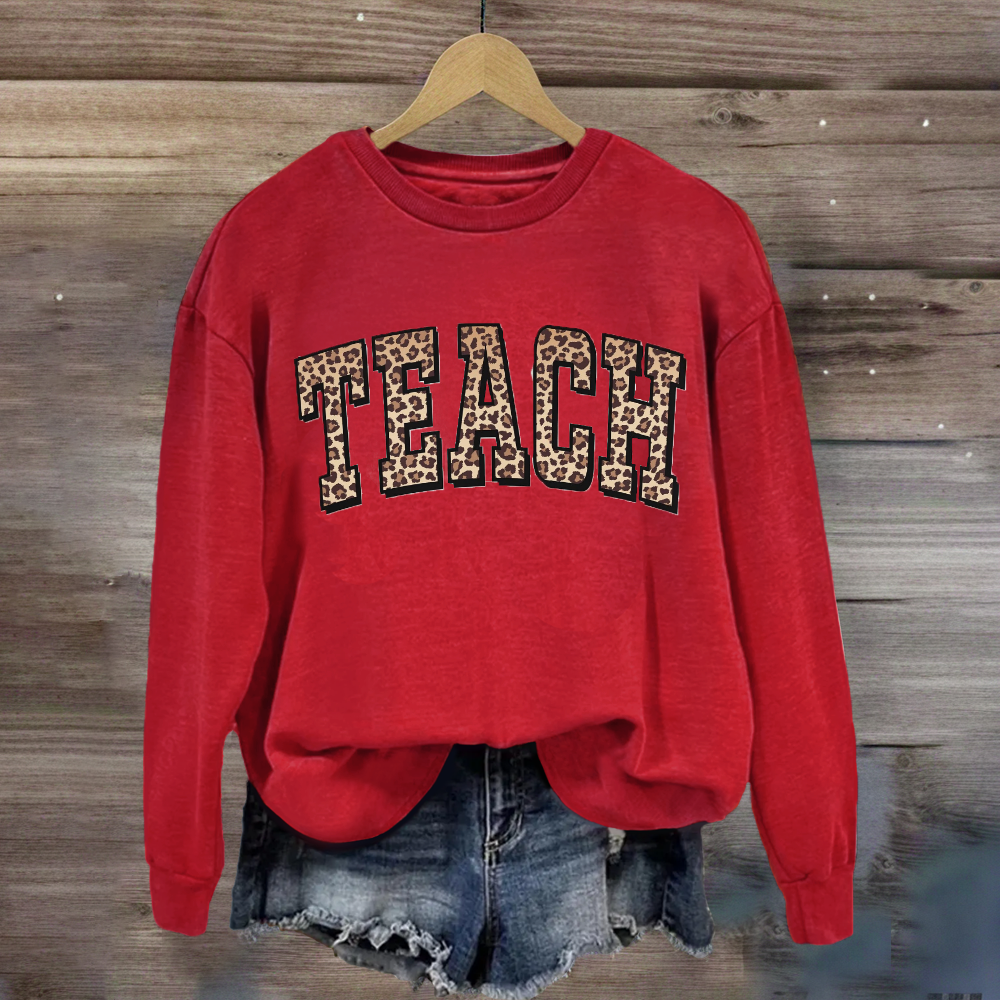 Leopard Teach Print Sweatshirt