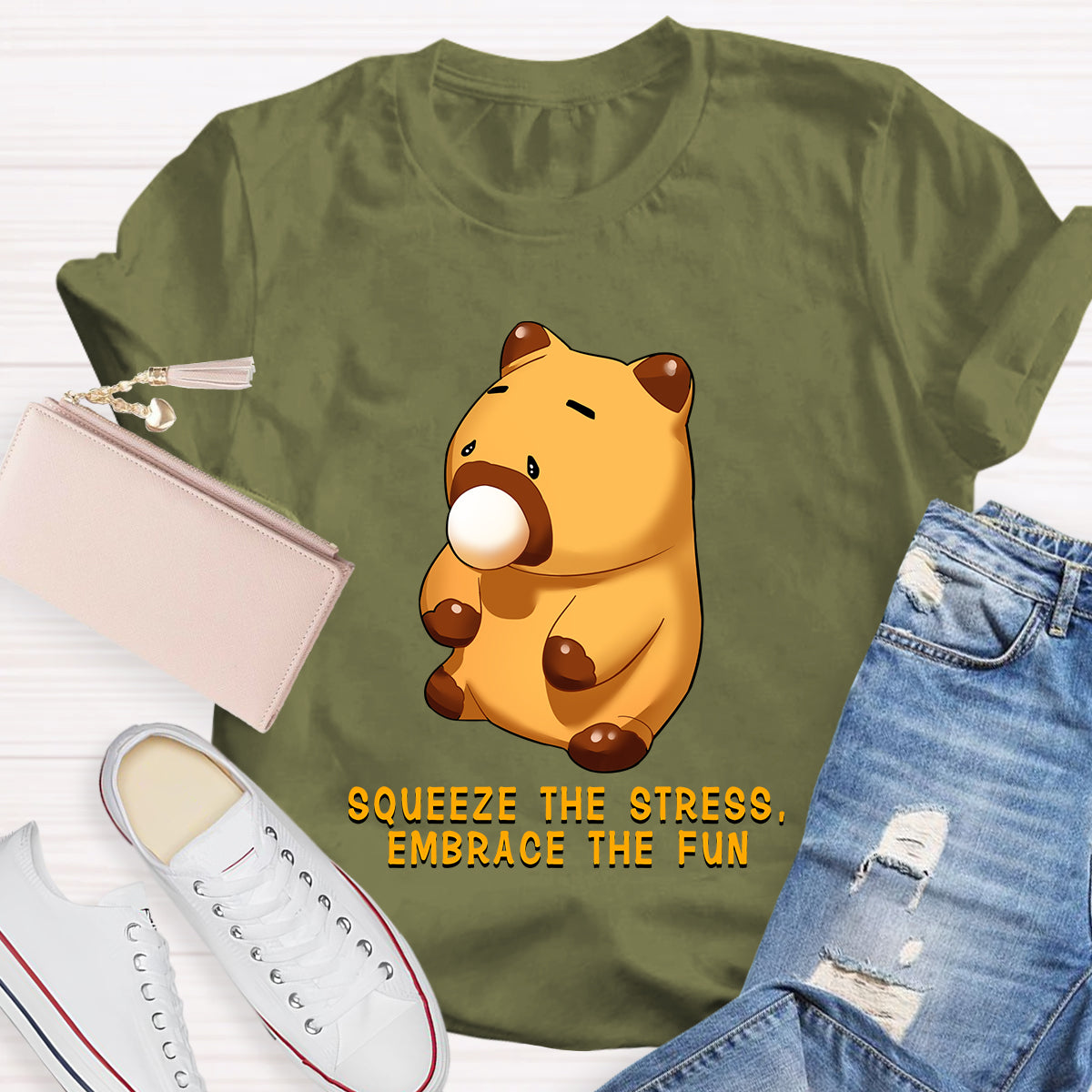 Squeeze The Stress, Embrace The Fun Capybara T-Shirt