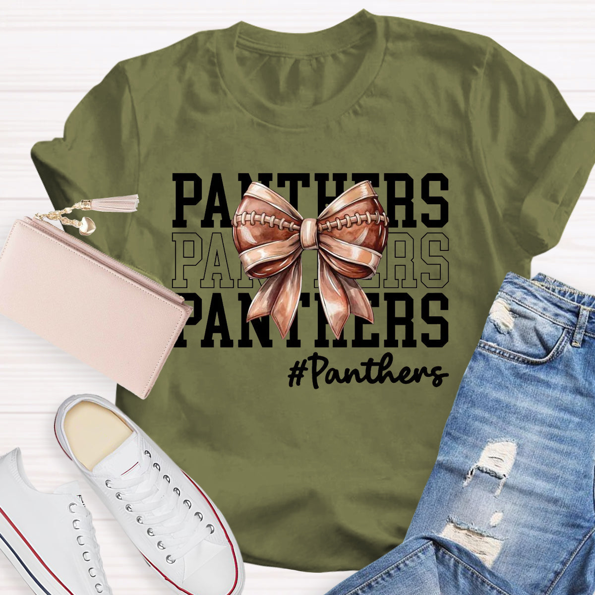 Cheer Mascot  Panthers Bow T-Shirt