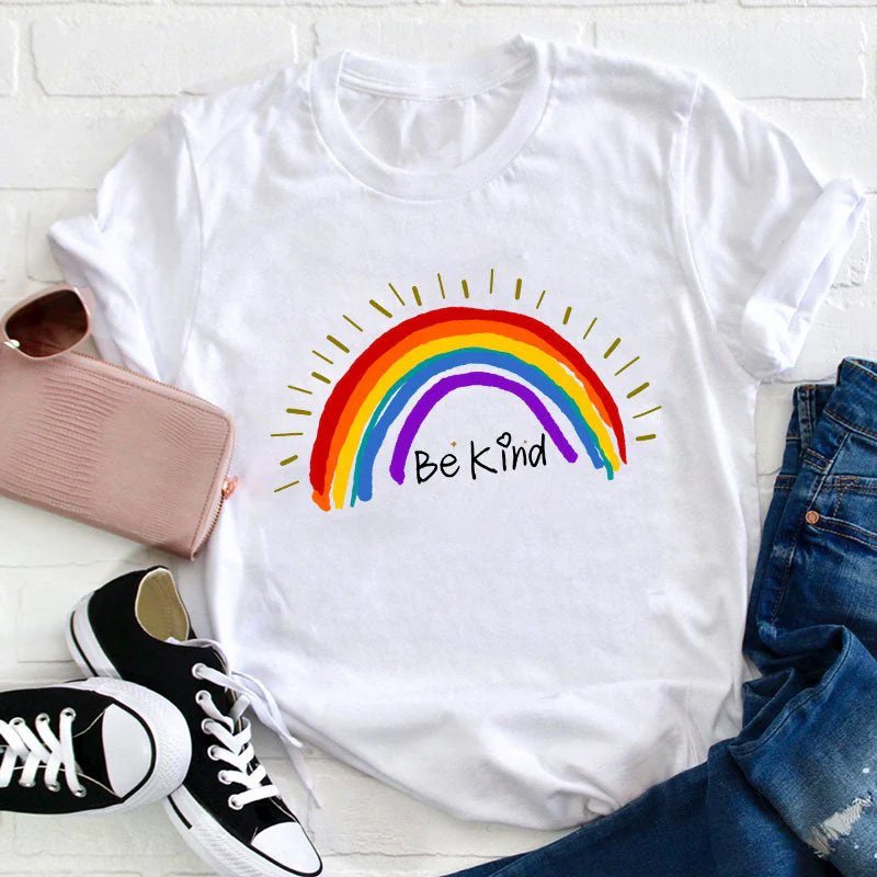 Be Kind Rainbow Stripe  T-Shirt