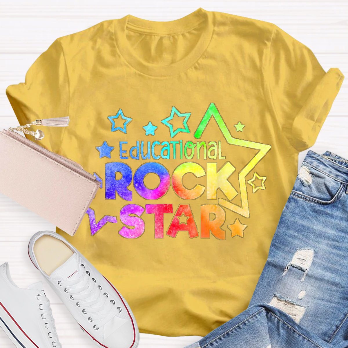 Teacher Educational Rockstar Love Teaching Inspire Student T-Shirt