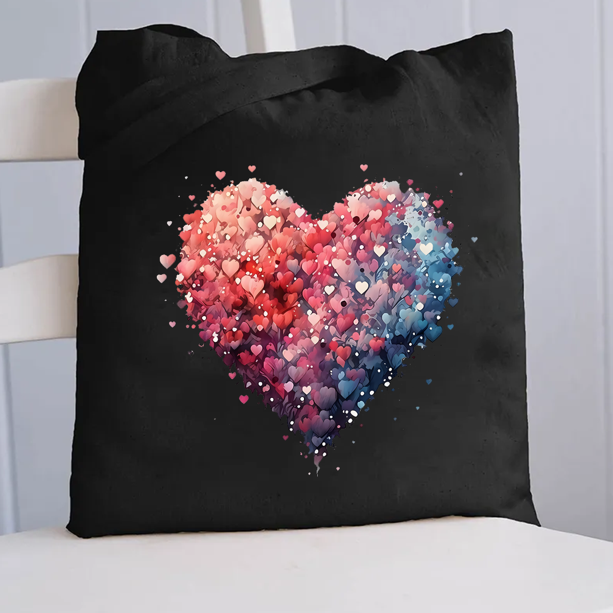 Valentine's Day Beautiful Watercolor Heart Canvas Tote Bag