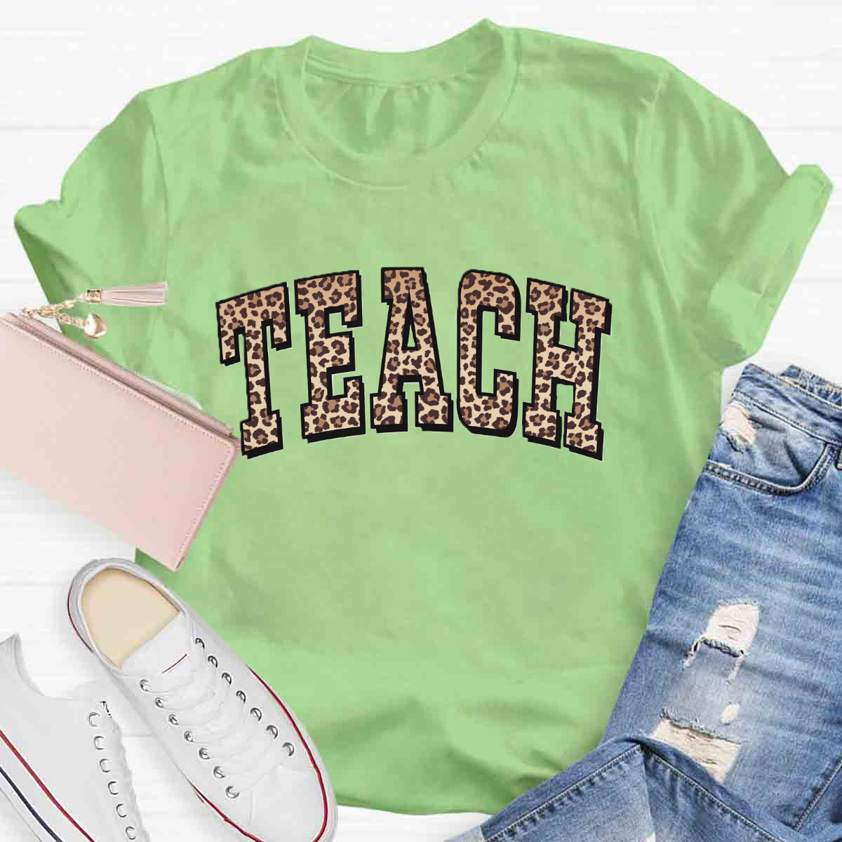 Leopard Teach Print  T-Shirt