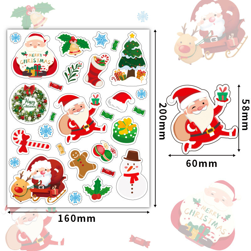 A Pack of 10 Sheets Christmas Cute Santa Claus Elk Snowflake Sticker