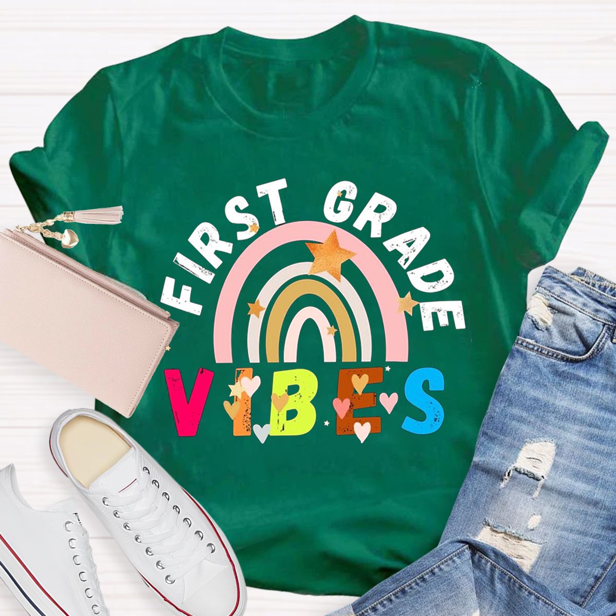 Personalized First Grade Vibes Teacher Shirt