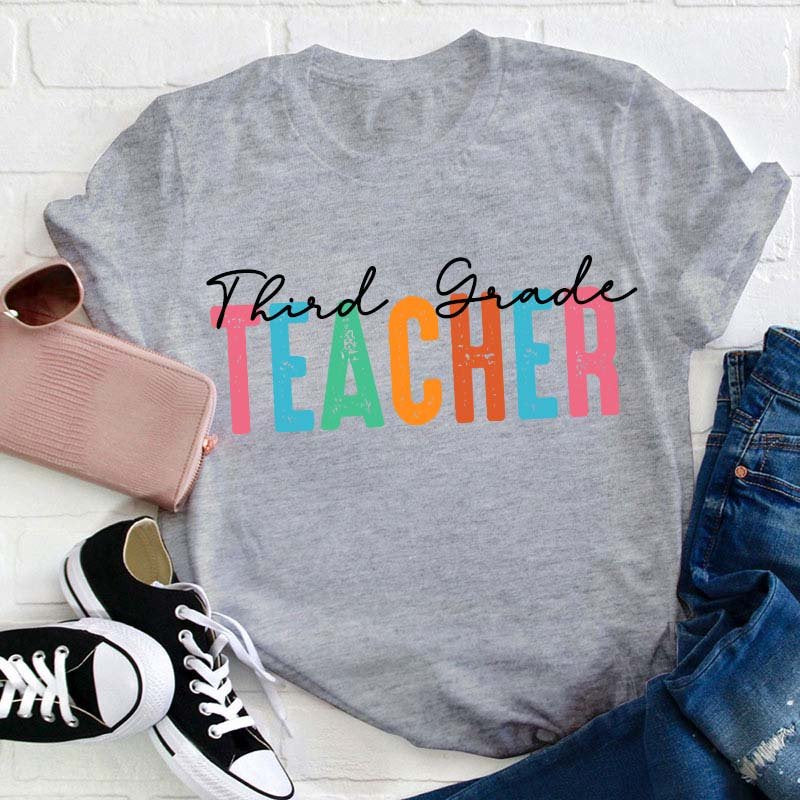 Personalized Colorful Grade Teacher T-Shirt