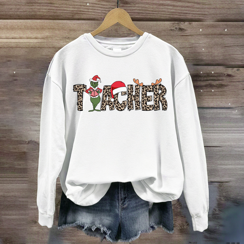 Christmas Leopard Teacher Sweatshirt