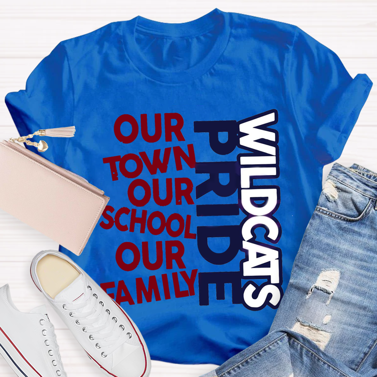 Personalized School Mascot Pride Our Town Our School Our Family Teacher T-Shirt