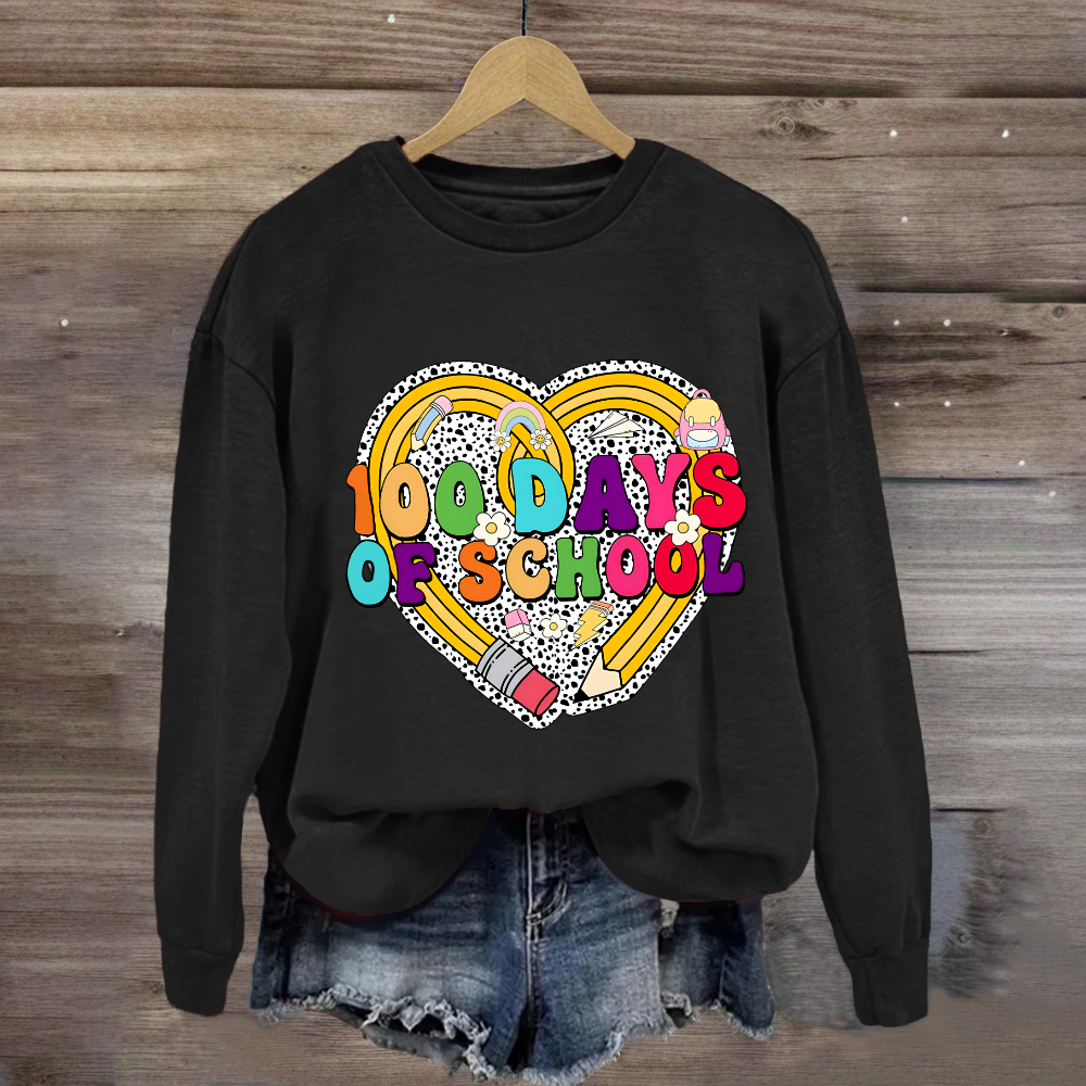 Happy 100 Days Of School Pencil Heart Sweatshirt