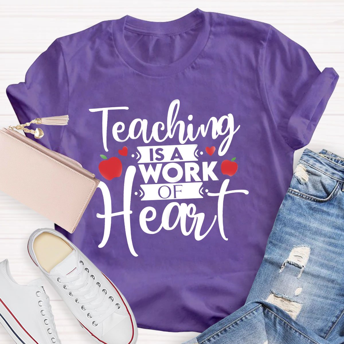 Teacher Art Teaching Is A Work Of Heart T-Shirt