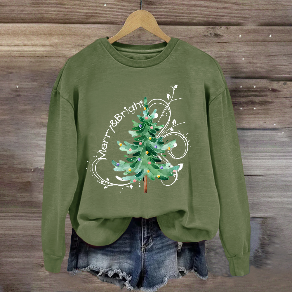 Merry And Bright Christmas Tree Sweatshirt