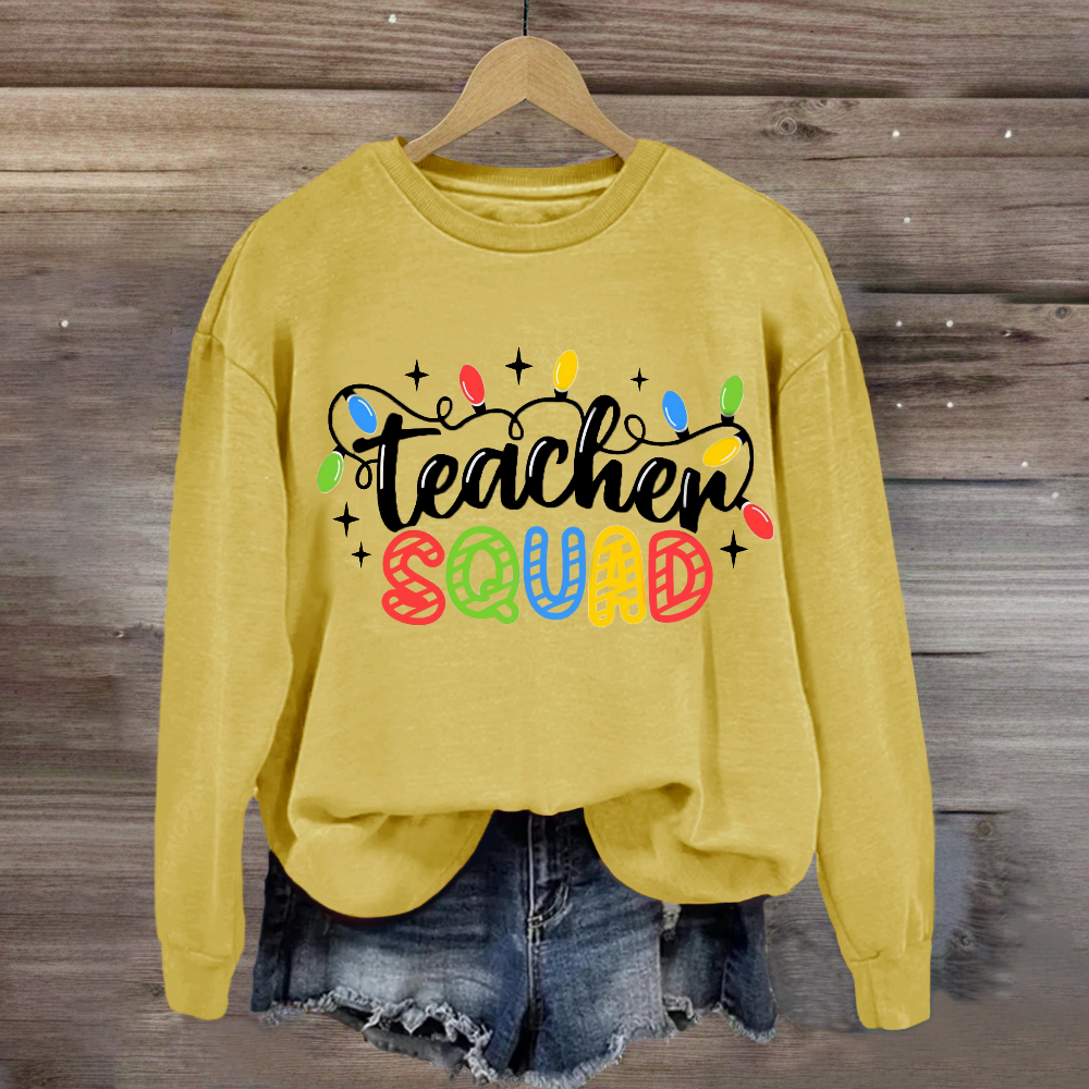 Teacher Squad Christmas Lights Sweatshirt