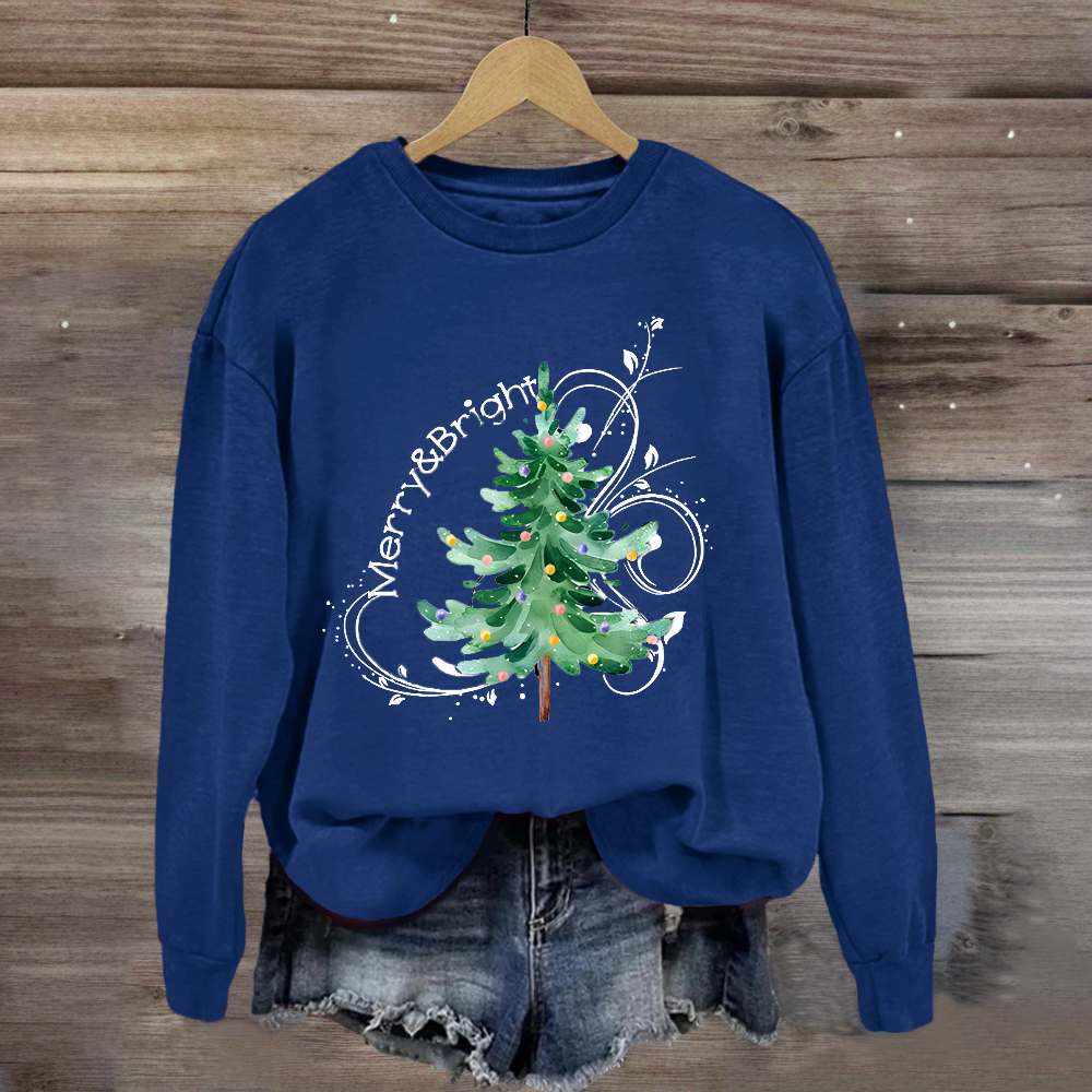 Merry And Bright Christmas Tree Sweatshirt