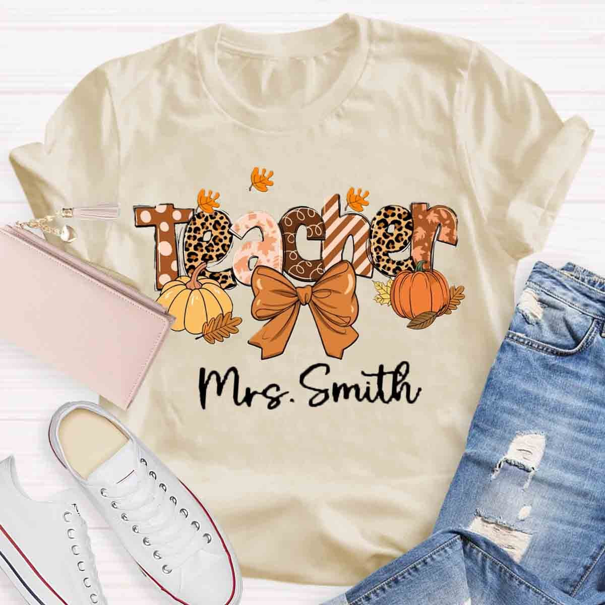 Personalized Name Teacher Fall each Love Inspire Shirt