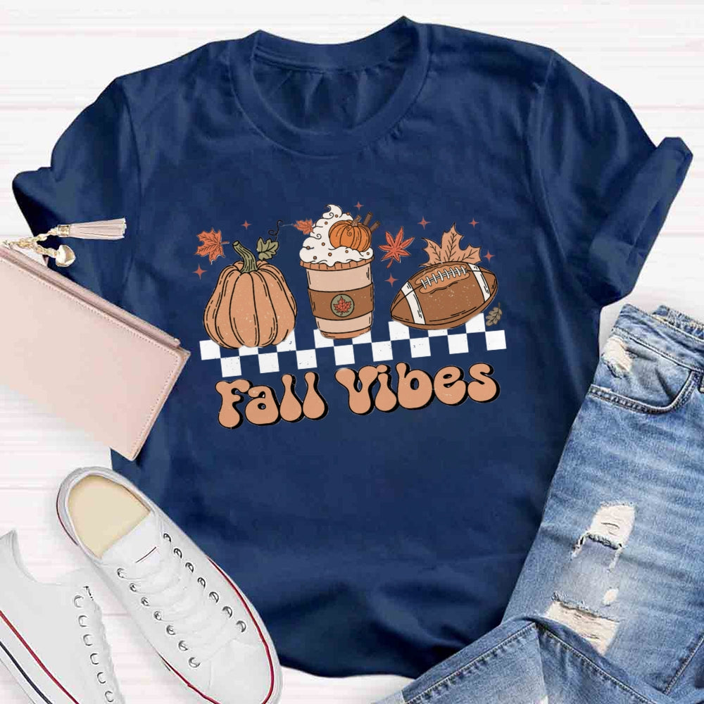 Fall Vibes Pumpkin Football  T-shirt