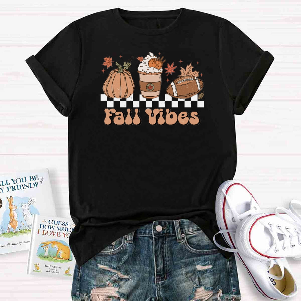 Fall Vibes Pumpkin Football  T-shirt