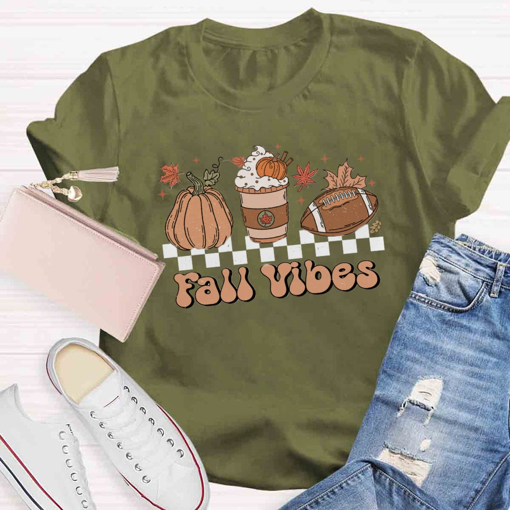 Fall Vibes Pumpkin Football  T-shirt