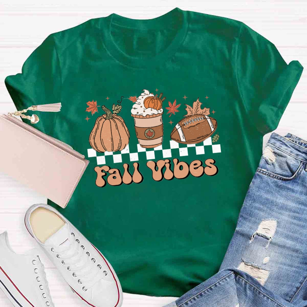 Fall Vibes Pumpkin Football  T-shirt