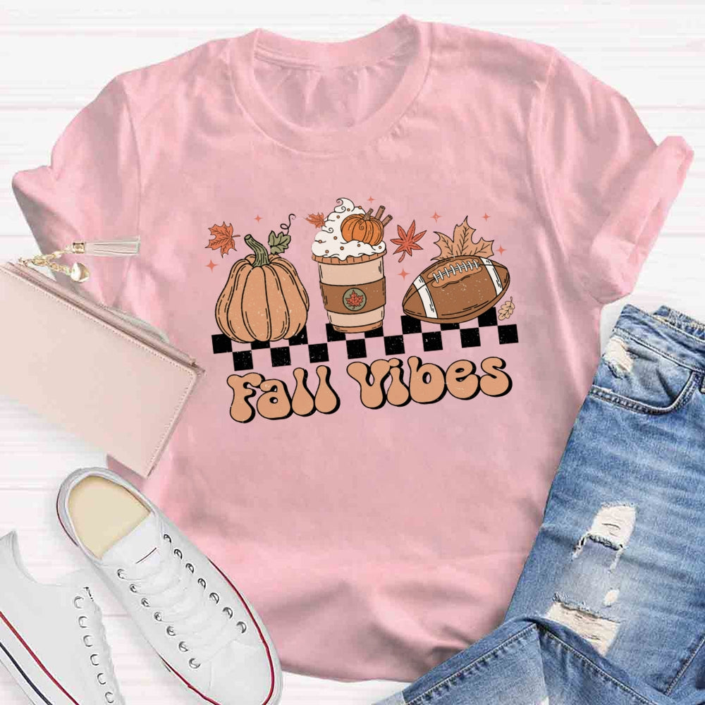 Fall Vibes Pumpkin Football  T-shirt