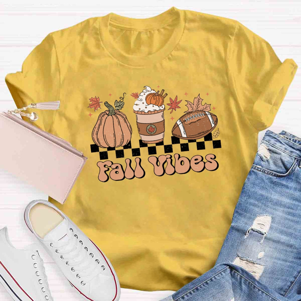 Fall Vibes Pumpkin Football  T-shirt