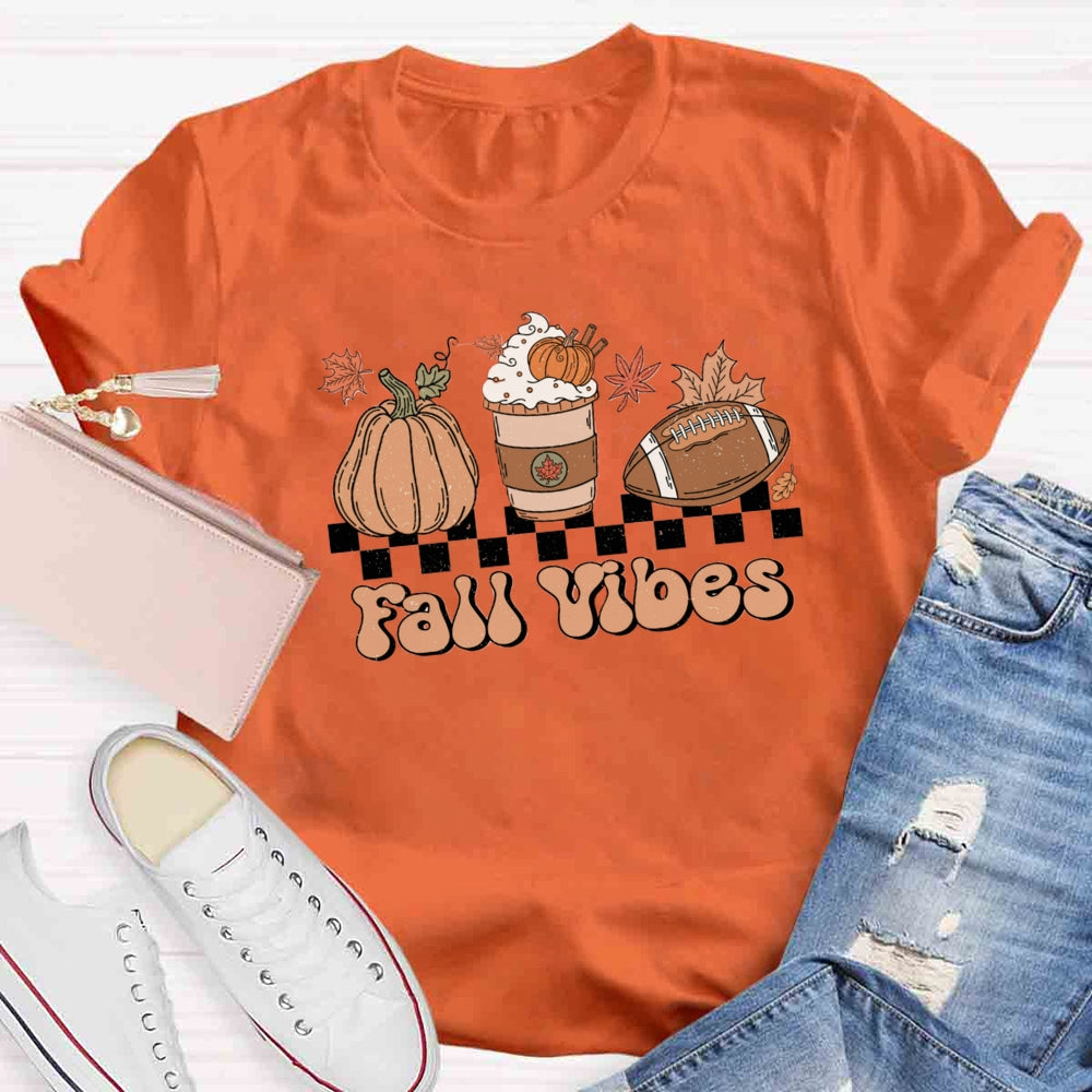 Fall Vibes Pumpkin Football  T-shirt