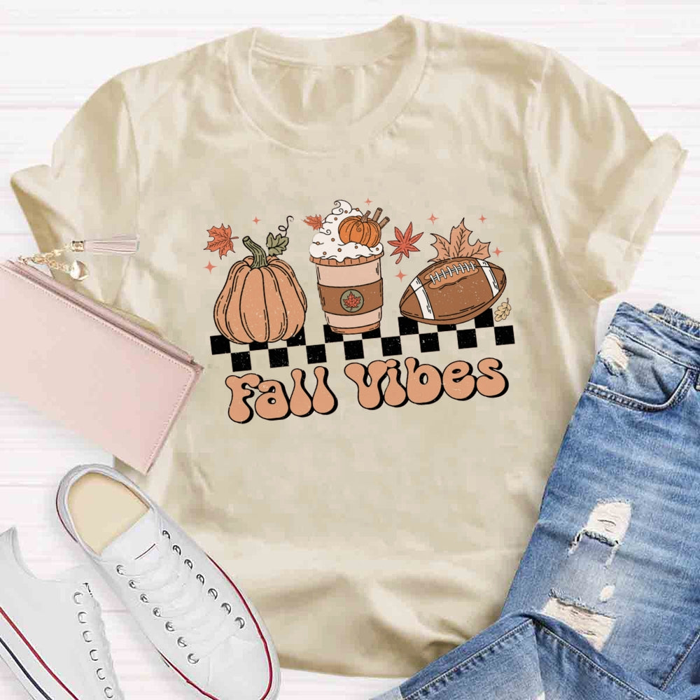 Fall Vibes Pumpkin Football  T-shirt