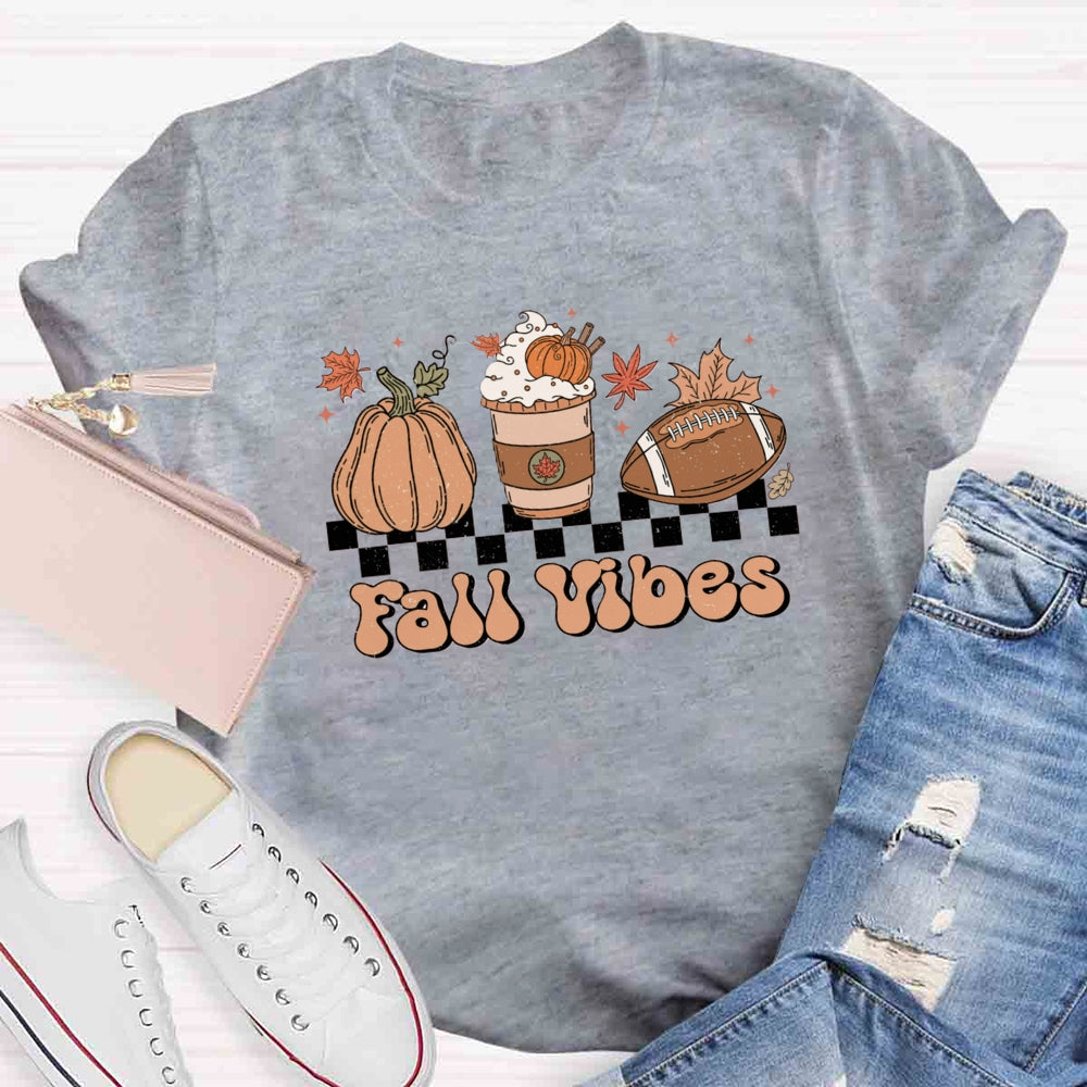 Fall Vibes Pumpkin Football  T-shirt