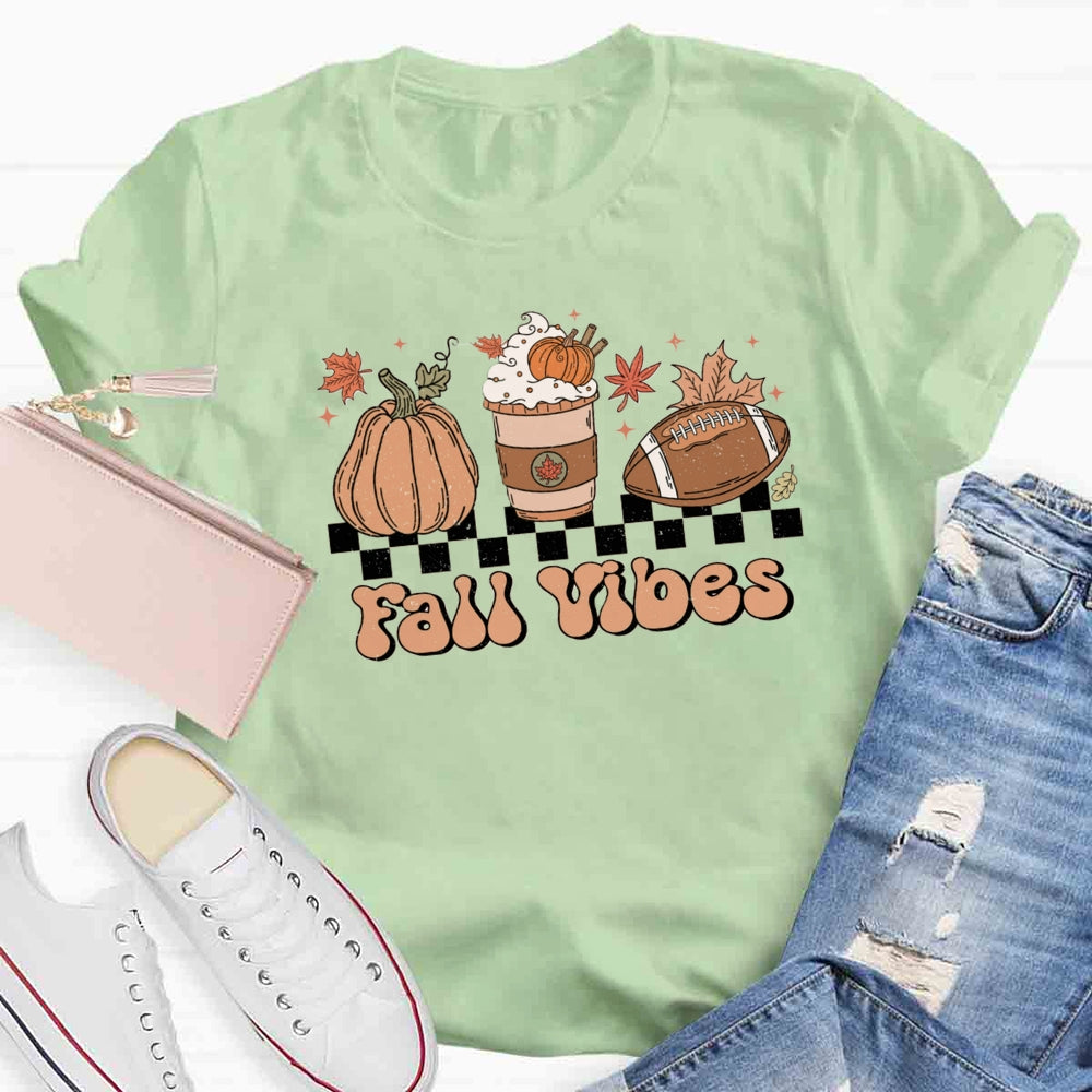 Fall Vibes Pumpkin Football  T-shirt