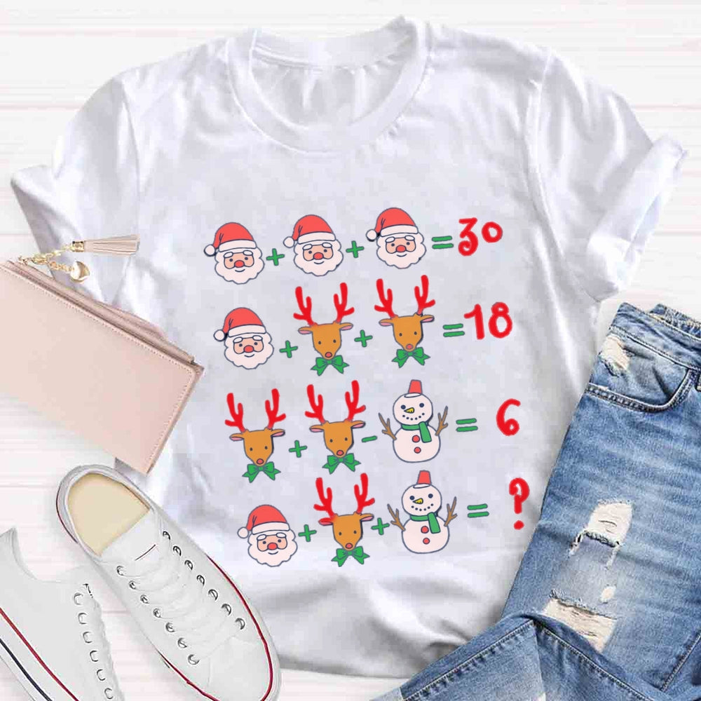 Math Teacher Santa Claus Elk Christmas T-shirt