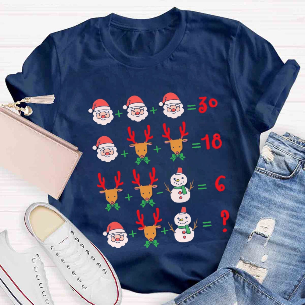 Math Teacher Santa Claus Elk Christmas T-shirt