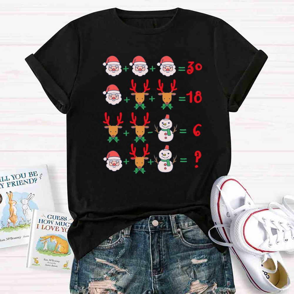 Math Teacher Santa Claus Elk Christmas T-shirt