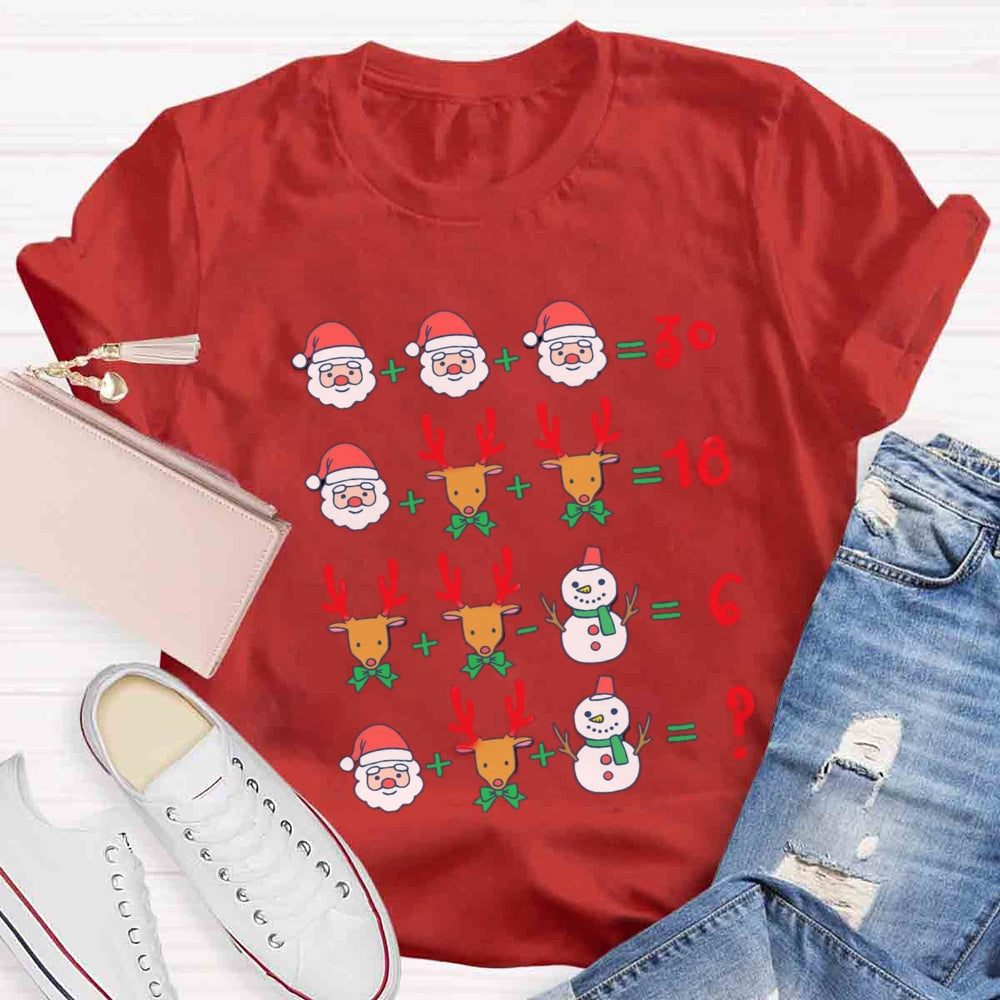 Math Teacher Santa Claus Elk Christmas T-shirt