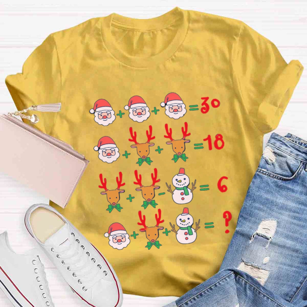 Math Teacher Santa Claus Elk Christmas T-shirt