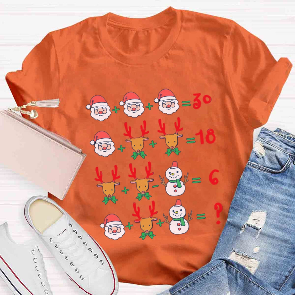 Math Teacher Santa Claus Elk Christmas T-shirt