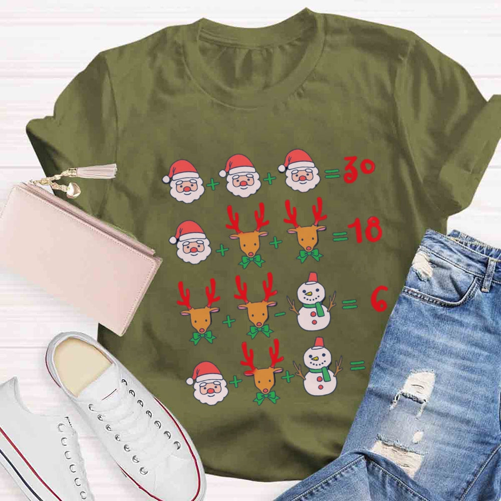 Math Teacher Santa Claus Elk Christmas T-shirt