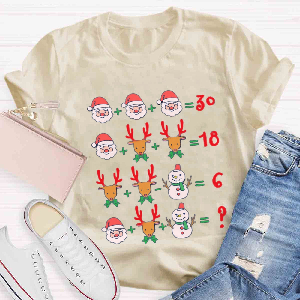 Math Teacher Santa Claus Elk Christmas T-shirt